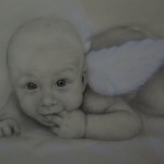 Portret ołówkiem - dziecko, aniołek