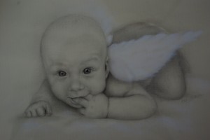 Portret ołówkiem - dziecko, aniołek