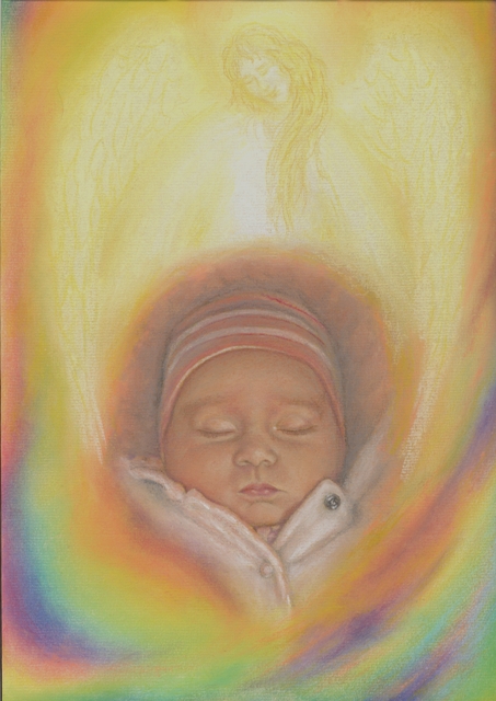 Portret pastelowy - dziecko, aniołek