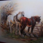 portret zwierząt - konie, kredki akwarelowe